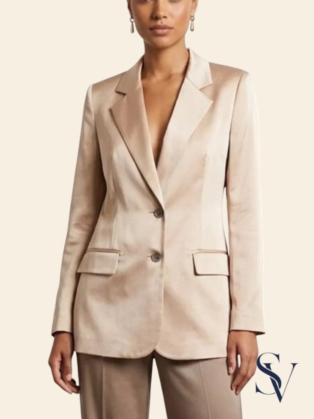 NWOT Marissa Webb Lois Satin Crepe Blush Beige Open Back Blazer Size L